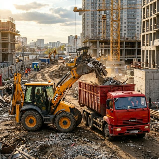 Вывоз строительного мусора спецтехника фото